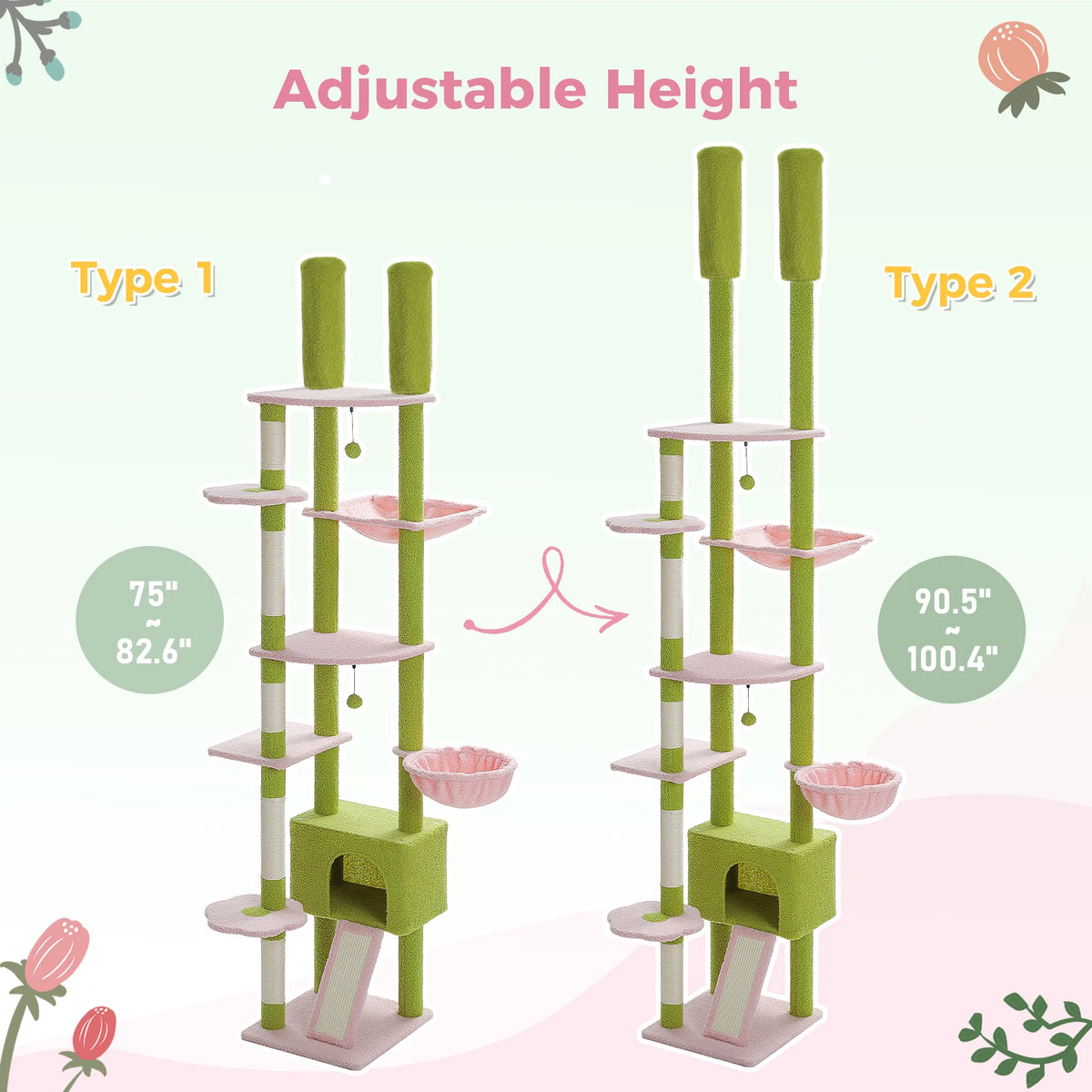 Cactus Floor-to-Ceiling Cat Tower — product view 5