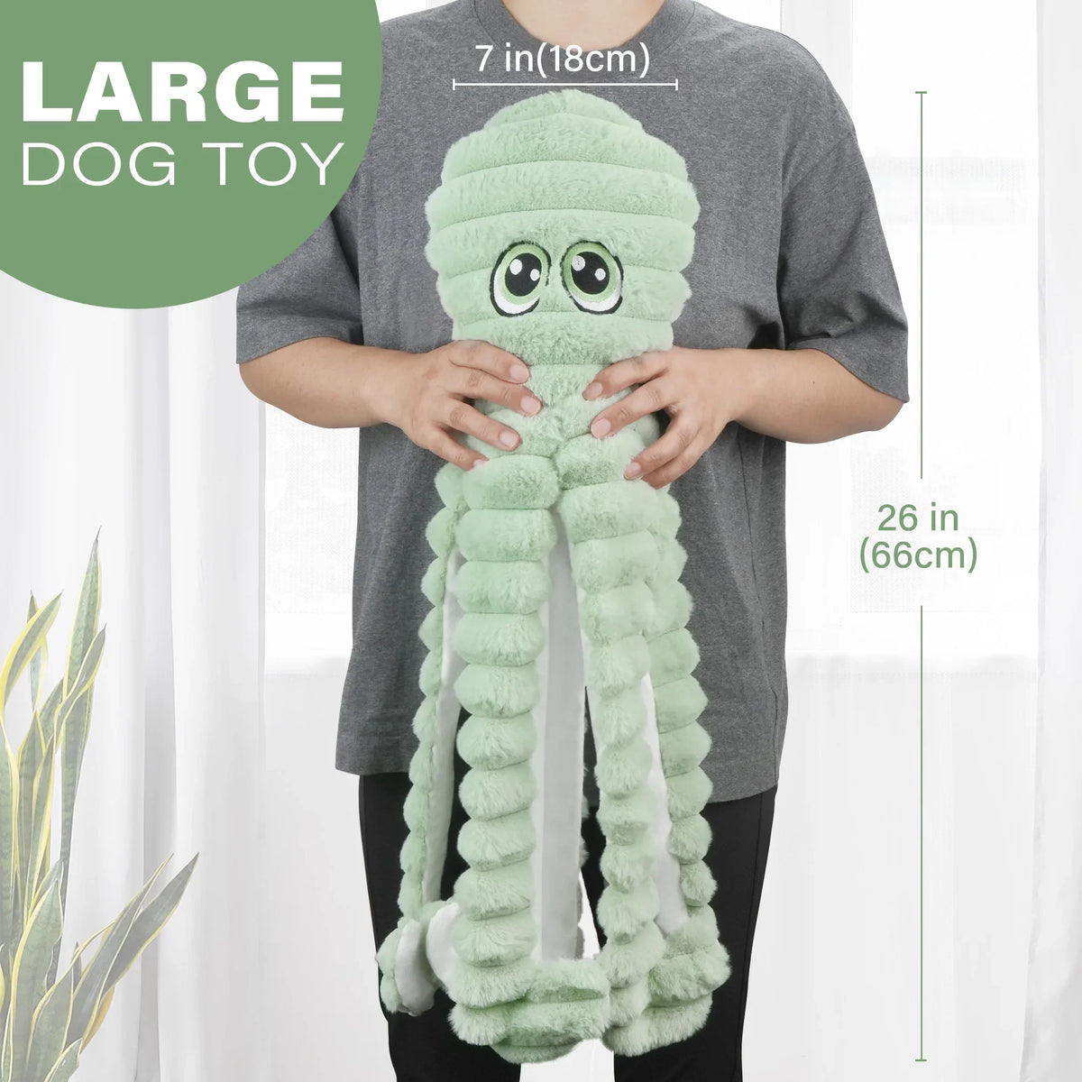 Octopus Squeaky Plush Dog Toy — product view 2