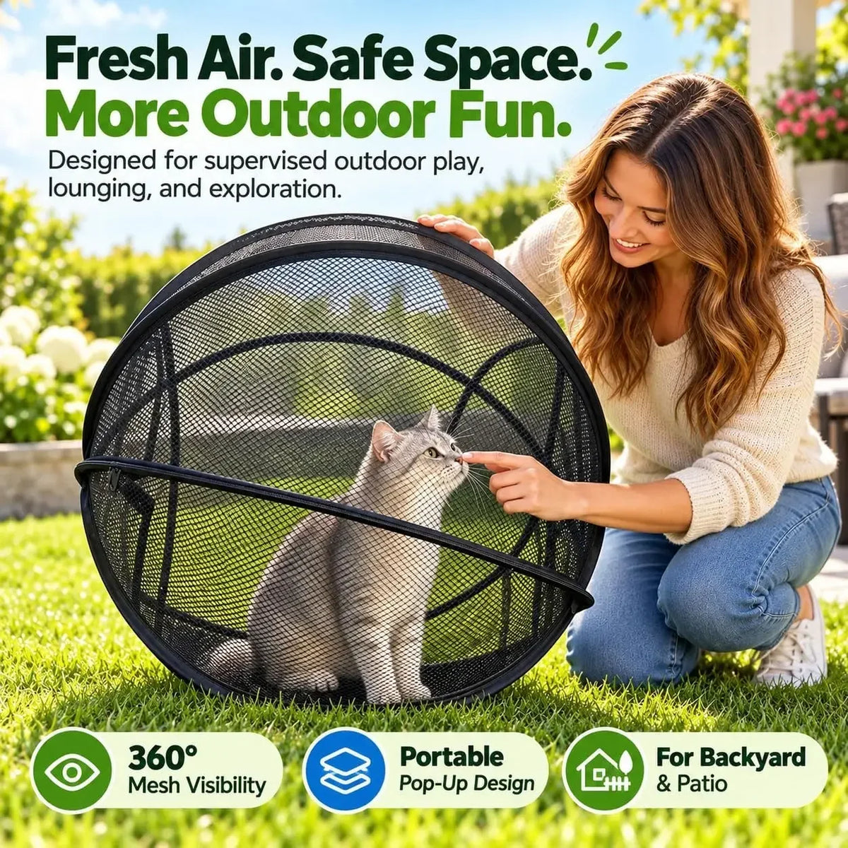 PurrPlay™ 🐱🎾 — 360° Rolling Cat Playpen