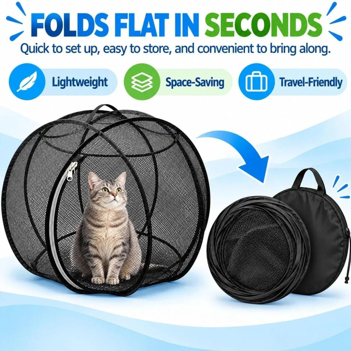 PurrPlay™ 🐱🎾 — 360° Rolling Cat Playpen