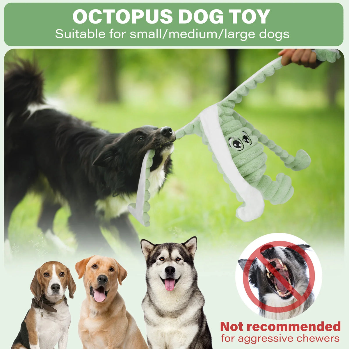 Octopus Squeaky Plush Dog Toy — product view 5